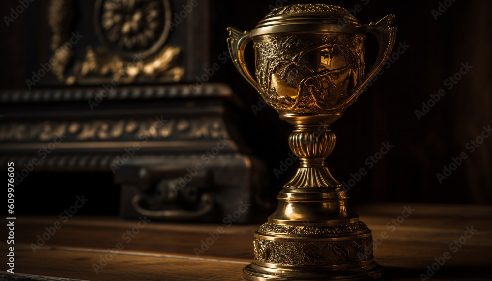 Golden trophy symbolizes success and achievement in sports competition generated by AI Golden trophy symbolizes success and achievement in sports competition generated by AI