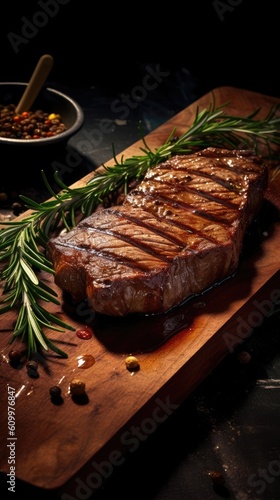 Grilled marble steak. A juicy and tempting piece of meat.