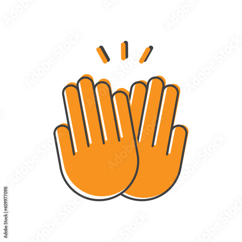 Two hands giving five, clapping palms icon.