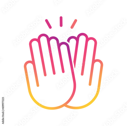 Two hands giving five, clapping palms icon.