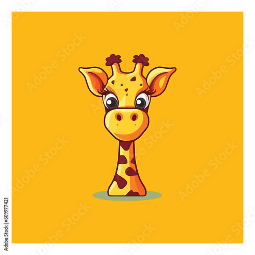 Giraffe shape mascot logo for a children s toy products or baby products company. modern flat color 