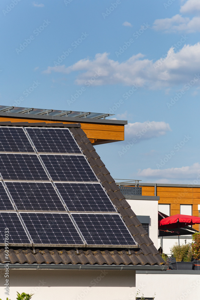 Fototapeta premium solar panel rooftop on building roof