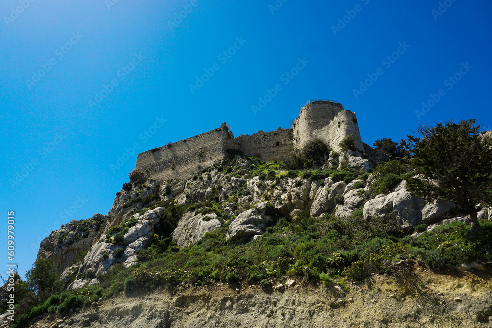 4 April 2023 Northern Cyprus. Kantara Castle and Northern Cyprus Coastline