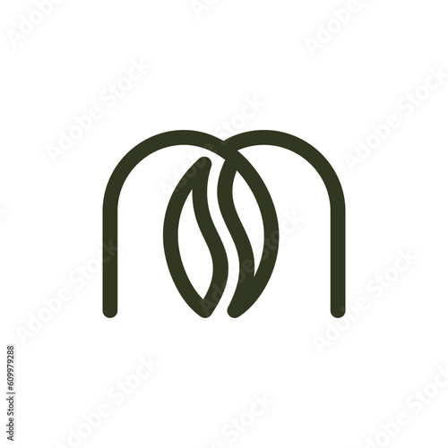 m coffee logo for cafe