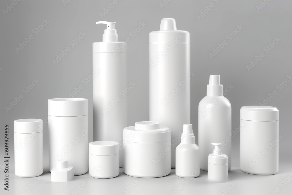 collection of cosmetic bottles of cream or lotion, generative ai collection of cosmetic bottles of cream or lotion, generative ai