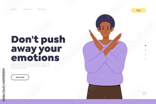 Do not push away your emotion concept for landing page template advertising psychological service