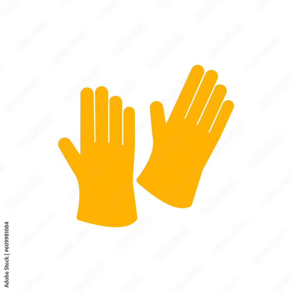Obraz premium Construction gloves icon. Glove icon. Dish wash gloves. Yellow glove for cleaning.