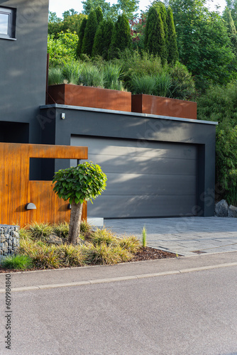 garage carport on a modern house facade