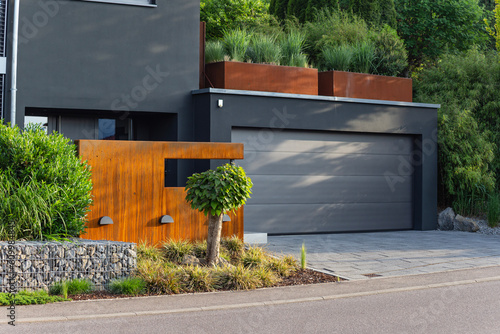 garage carport on a modern house facade