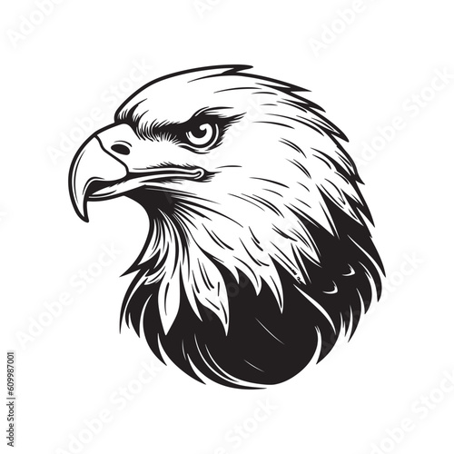 Eagle head silhouette. white background. Vector illustration