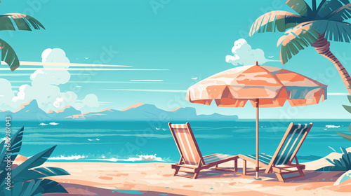 Summer beach background illustration.
