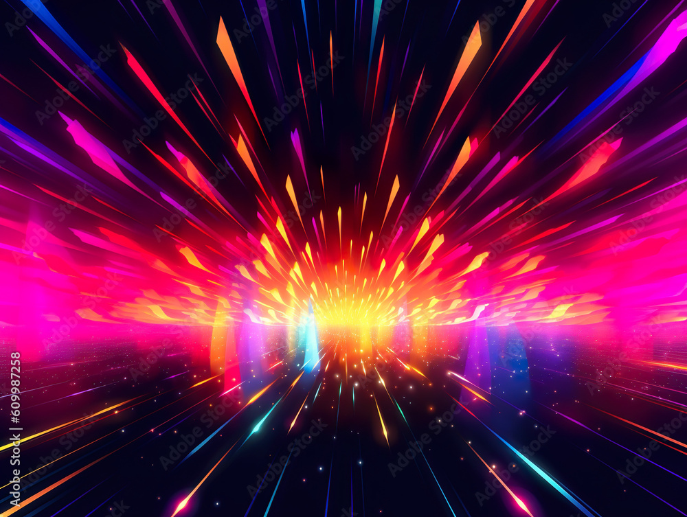 Fototapeta premium Abstract futuristic background with light rays and speed lines. 3D rendering. Generative AI