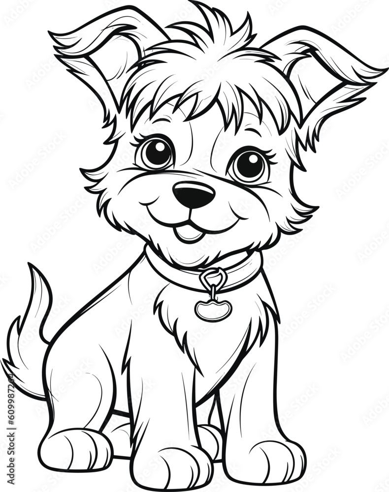 Fototapeta premium Yorkshire Dog, colouring book for kids, vector illustration