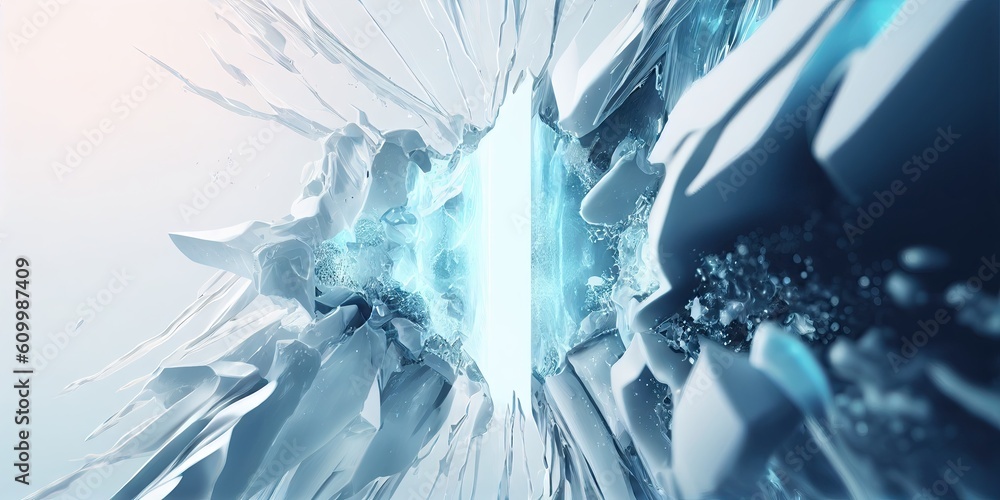 Fototapeta premium Ice-like sharp ice block design White abstract, elegant and modern AI-generated illustration