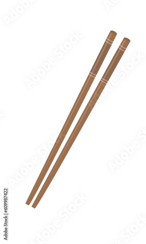 Chopsticks vector illustration. Wooden chopsticks vector. Flat vector in cartoon style isolated on white background.