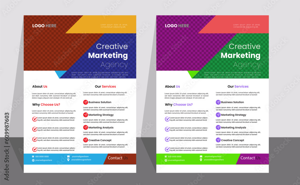Corporate business flyer template,design set with blue, orange, red and yellow color. marketing, business proposal, promotion, advertise, publication,esign set with blue, orange, red and yellow color.