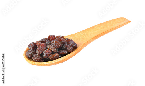 raisin in wood spoon isolated on transparent png