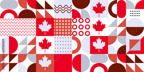 Canada day background with maple leafs. Celebration background for Victoria Day in Canada. 1st of July national holiday design. Canadian day celebration