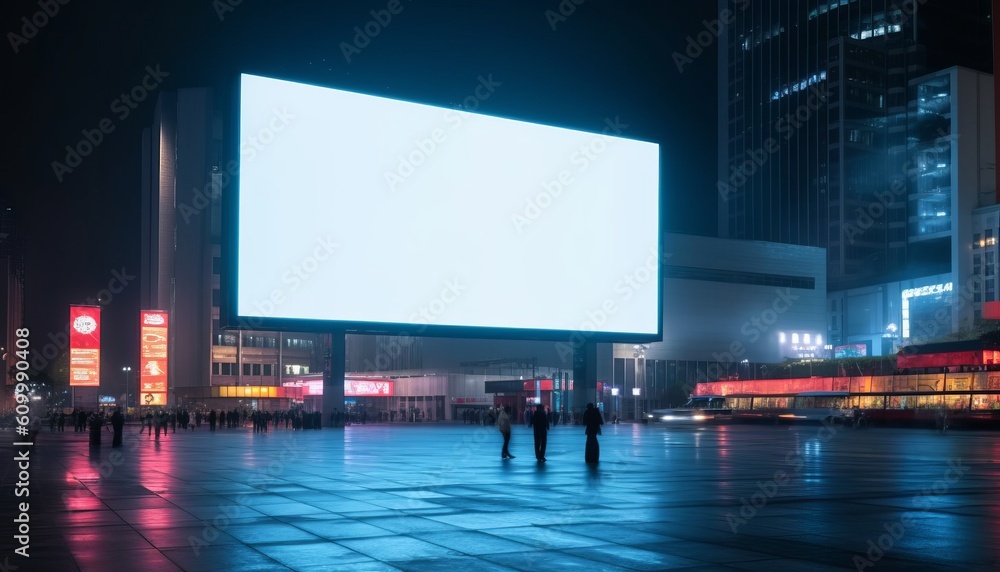 night scene of blank advertising big LED bilboard Иллюстрация Stock ...