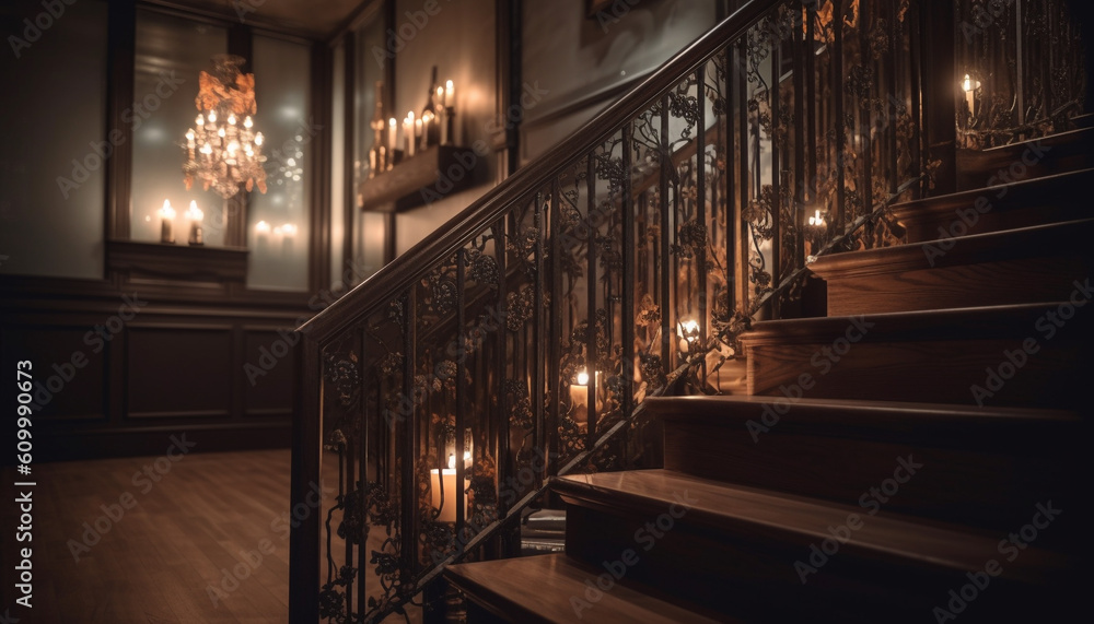 Luxury apartment old fashioned design glows with candlelight and antique elegance generated by AI