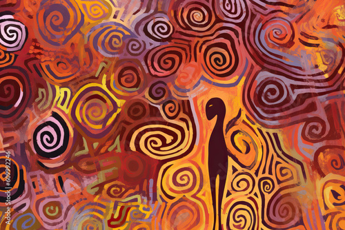 Generative AI illustration of abstract swirly painting background photo