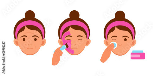 design of woman skin care with face mask. suitable for icon and symbol design
