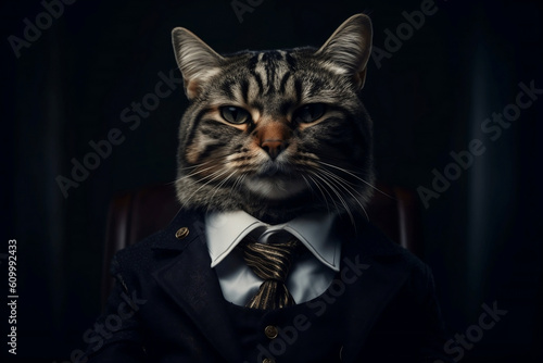 Portrait of a Cat dressed in a formal business suit, created with generative AI © Ash