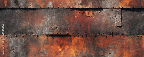 Grunge Metal Texture, Rusted Steel Wall background, Fully Seamless Texture Pattern. Generative AI