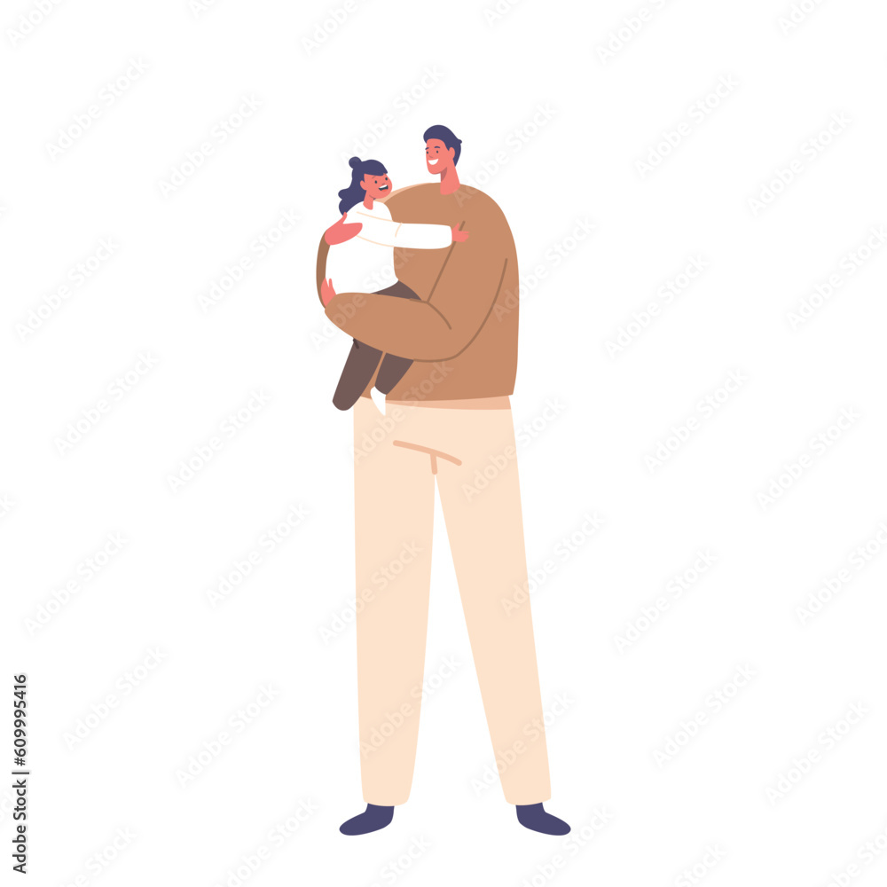 Fototapeta premium Loving Father Character Holding His Precious Daughter In His Arms, Sharing A Heartwarming Moment Of Connection