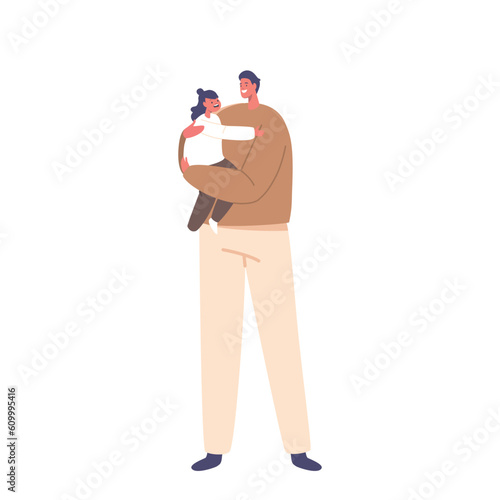 Loving Father Character Holding His Precious Daughter In His Arms, Sharing A Heartwarming Moment Of Connection