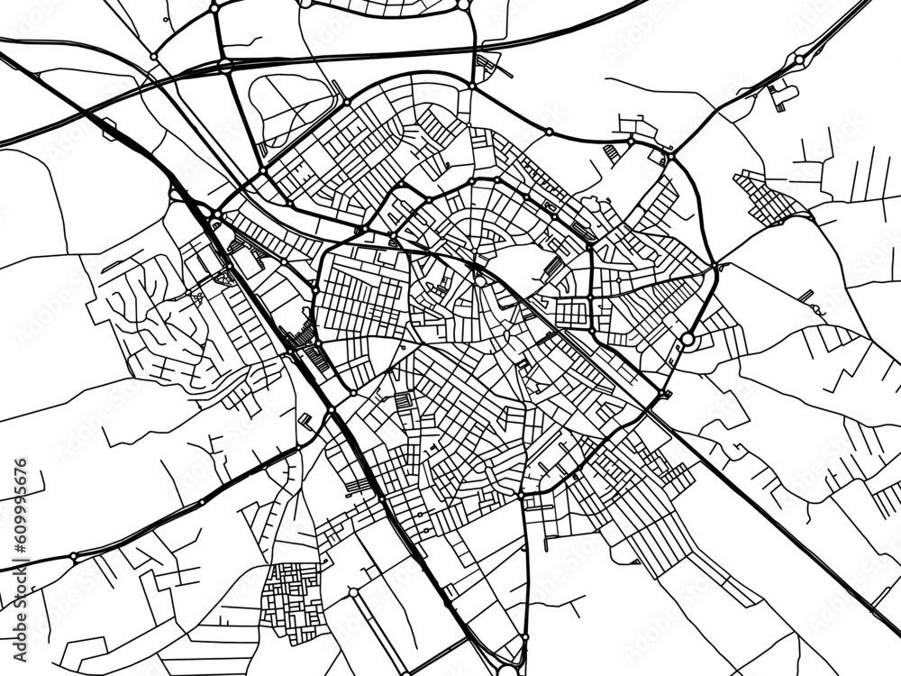 Vector road map of the city of  Dos Hermanas in the Spain on a white background.