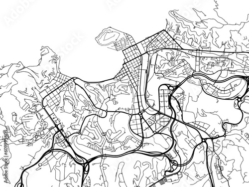 Vector road map of the city of  San Sebastian in the Spain on a white background.