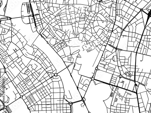 Vector road map of the city of  Seville Centro in the Spain on a white background.