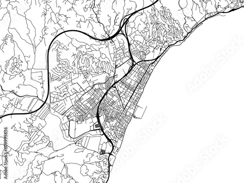 Vector road map of the city of  Fuengirola in the Spain on a white background.