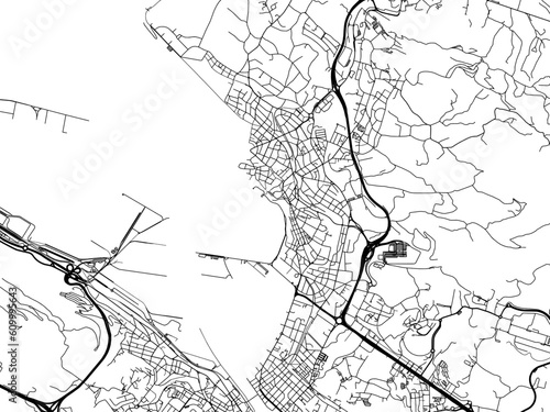 Vector road map of the city of  Getxo in the Spain on a white background.