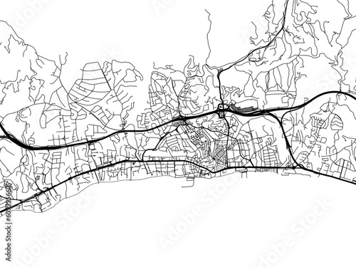 Vector road map of the city of  Marbella in the Spain on a white background.