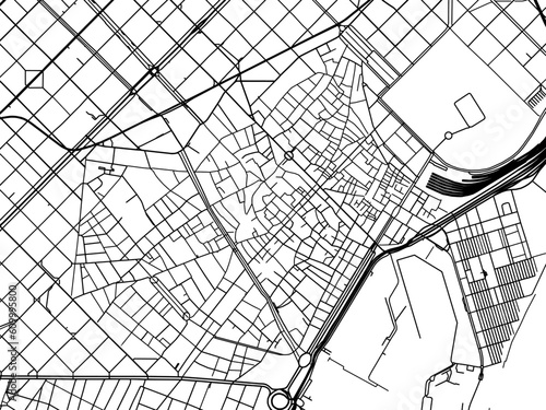 Vector road map of the city of  Barcelona Centro in the Spain on a white background.