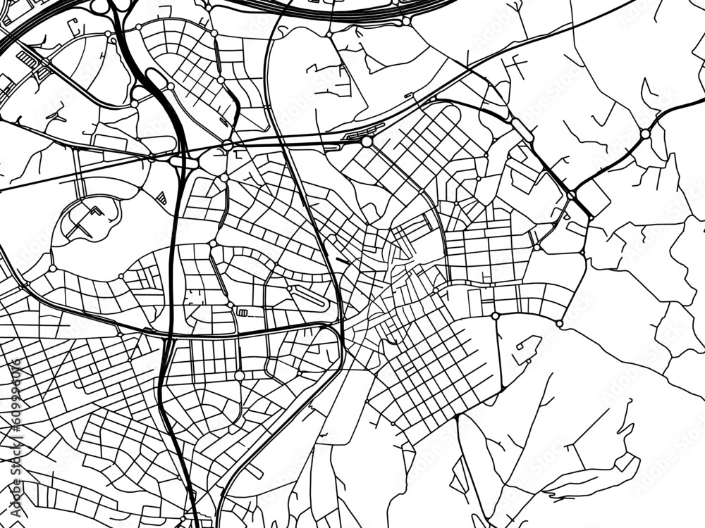 Naklejka premium Vector road map of the city of Sant Cugat del Valles in the Spain on a white background.