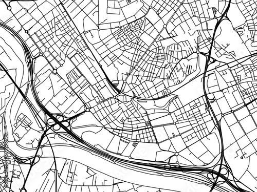 Vector road map of the city of  Cornella de Llobregat in the Spain on a white background.
