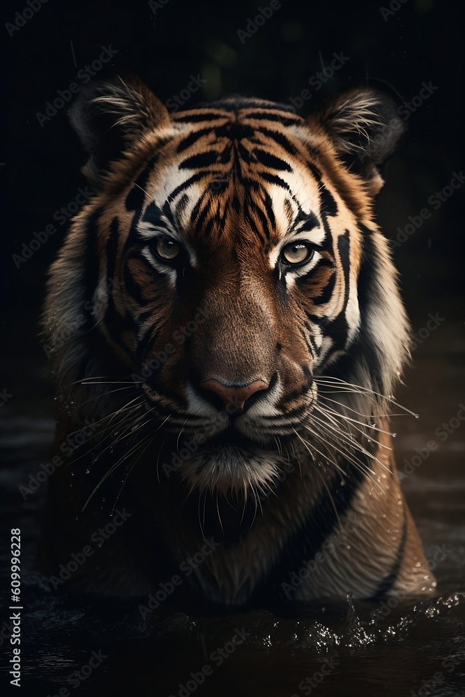 Fototapeta premium Portrait of a tiger, Generative AI