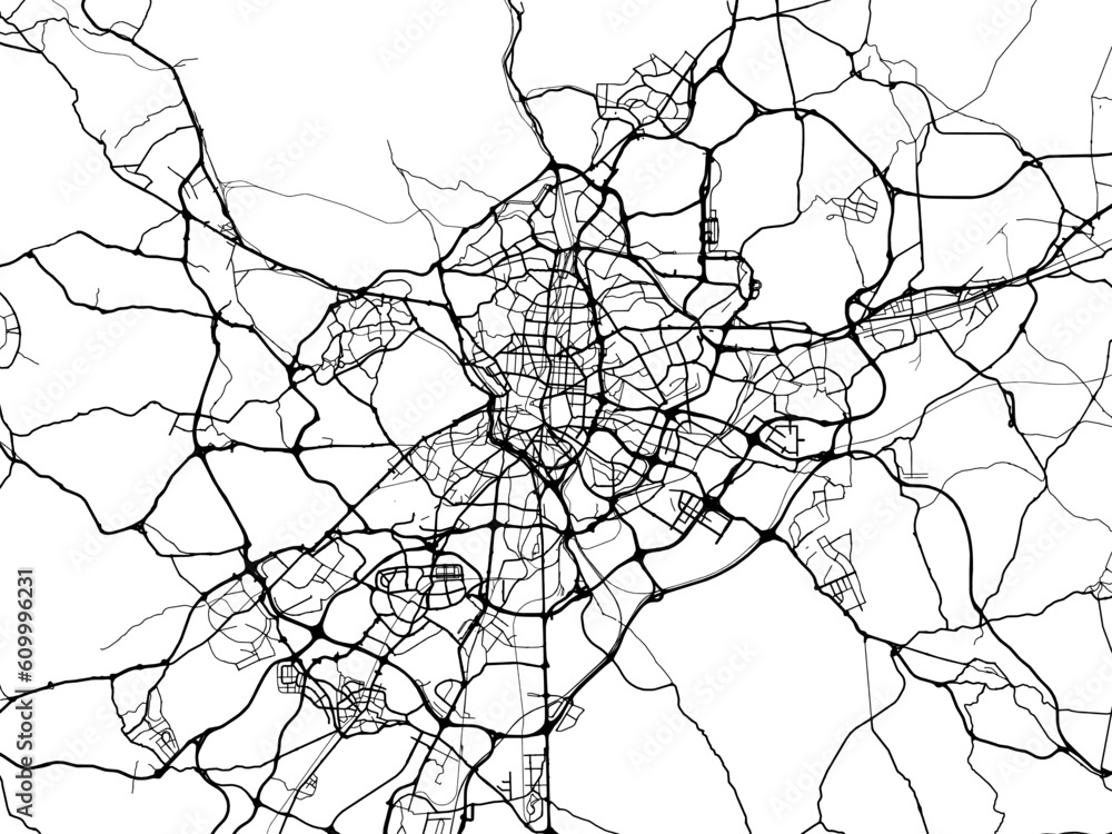 Obraz premium Vector road map of the city of Madrid Metropolis in the Spain on a white background.