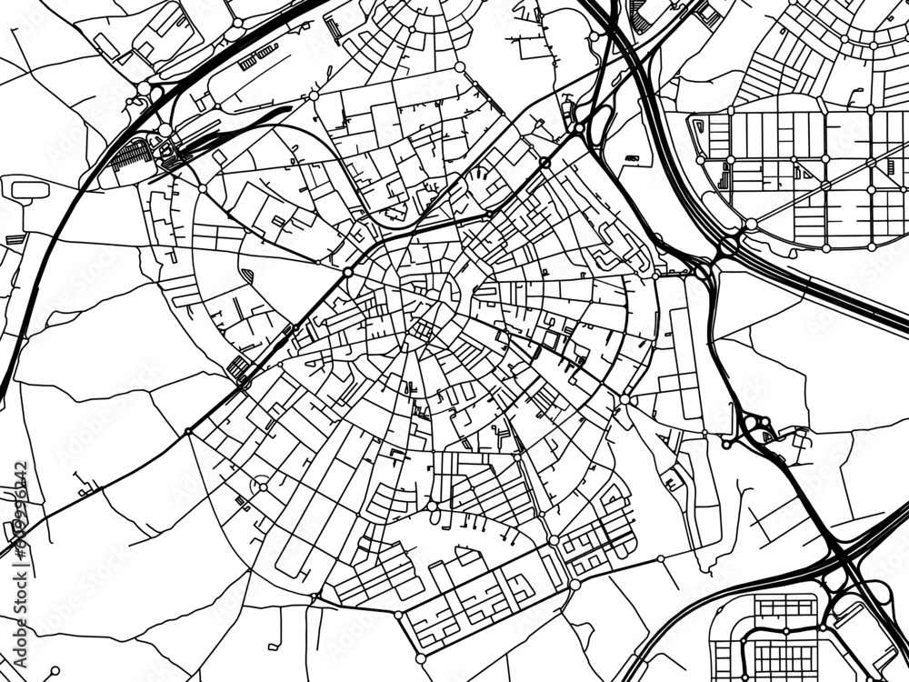 Naklejka premium Vector road map of the city of Mostoles in the Spain on a white background.