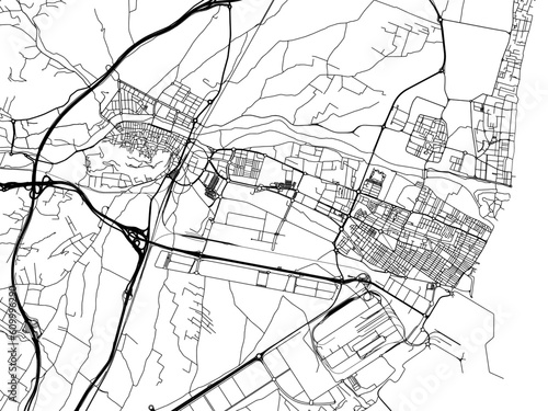 Vector road map of the city of  Sagunto in the Spain on a white background.