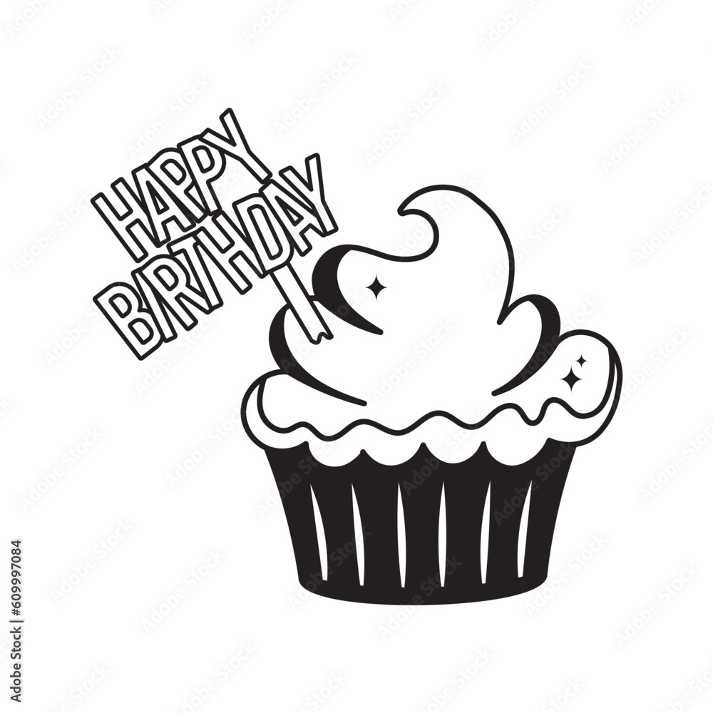 Cupcake doodle vector outline Sticker. EPS 10 file Cupcake doodle vector outline Sticker. EPS 10 file