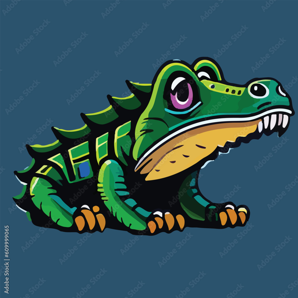 Naklejka premium Realistic Cute Alligator Vector Logo Icon Sports Mascot flat vector illustration