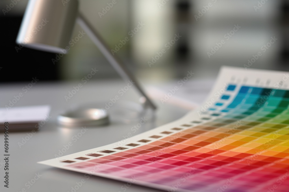 close up view of a color samples veer laying on a table in a modern office, ai tools generated image close up view of a color samples veer laying on a table in a modern office, ai tools generated image