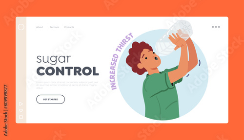 Sugar Control Landing Page Template. Female Character Feel Excessive Thirst, A Common Symptom Of Diabetes