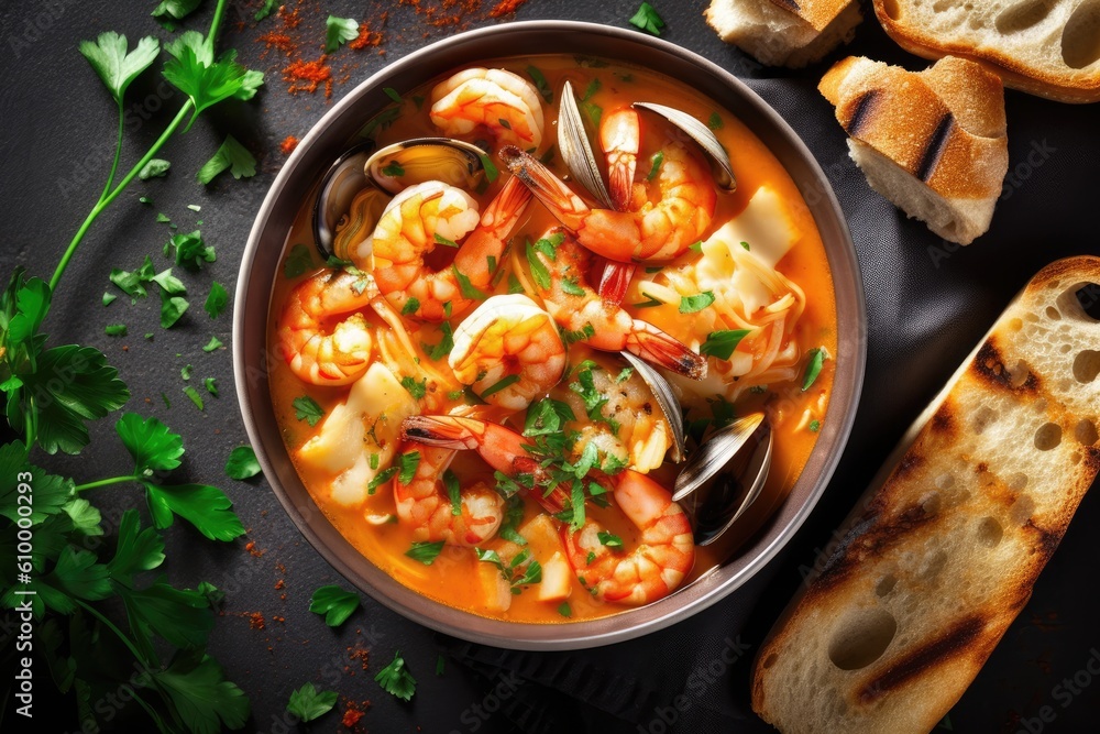 stock photo of Bouillabaisse is a classic French fish Food Photography AI Generated stock photo of Bouillabaisse is a classic French fish Food Photography AI Generated