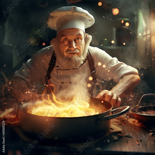 chef cooking in the kitchen generated with AI