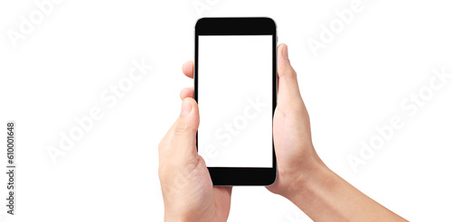 Hand holding new smartphone . Smartphone png